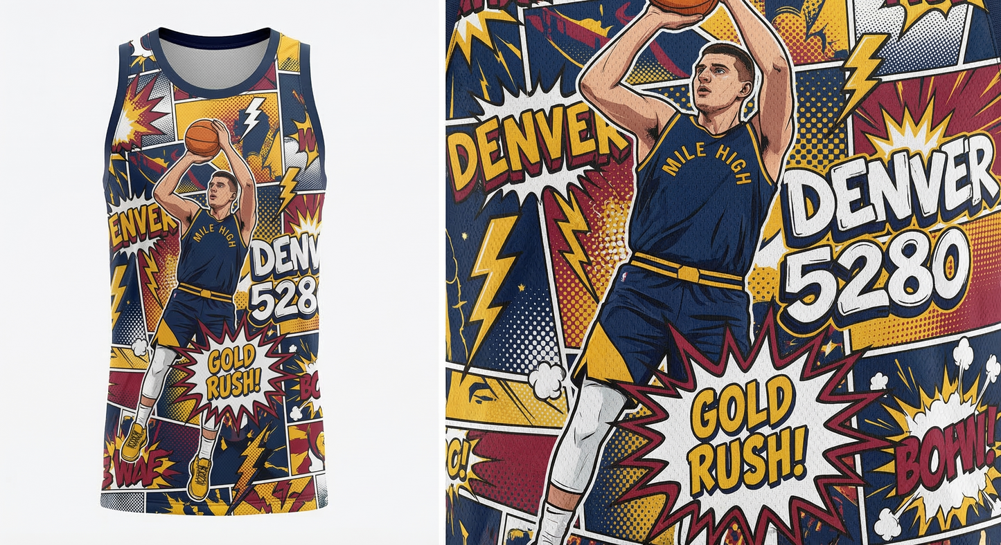 Unisex Mile High Hoops Basketball Jersey - 90s Retro Comic Style AOP Tank Top