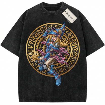 Retro 90s Spellcaster Girl Graphic Tee, Y2K Anime Witch Merch Unisex T-Shirt