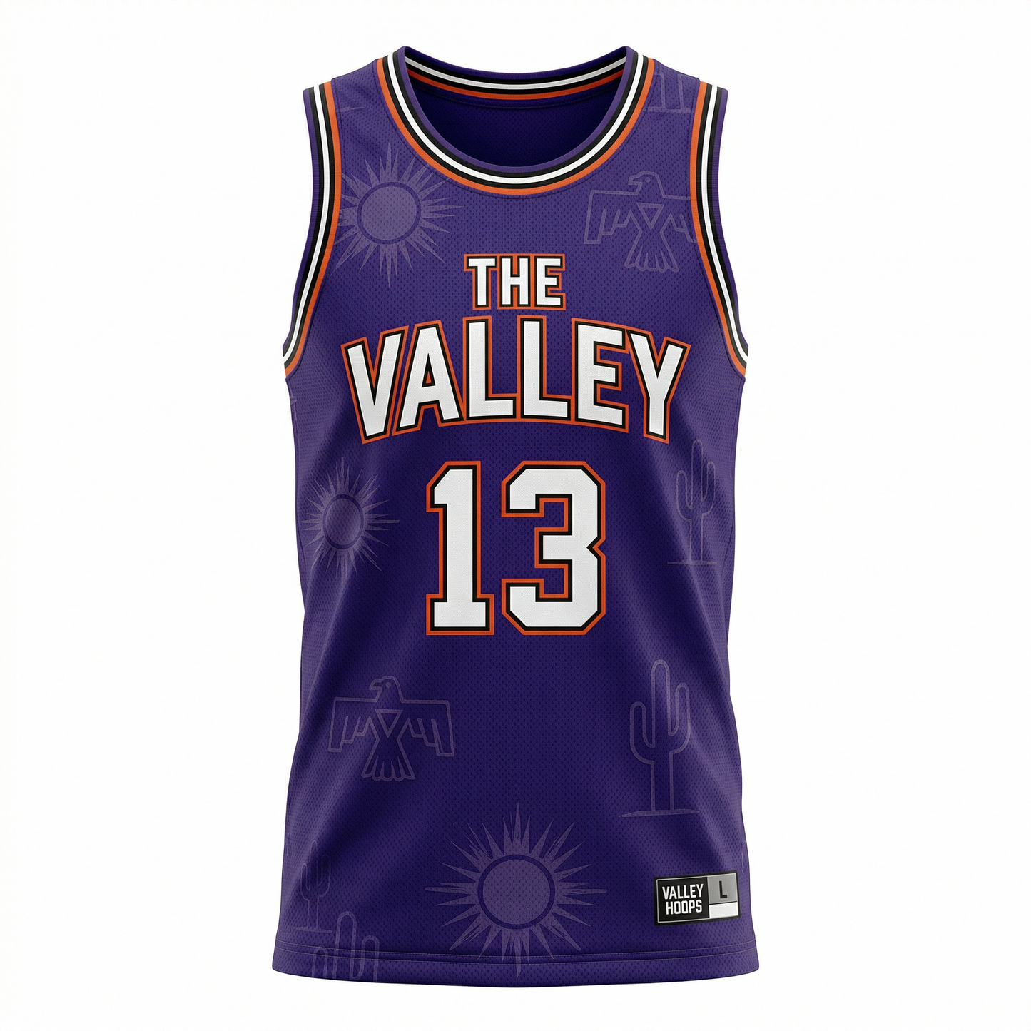 Valley Classic Basketball Jersey, Desert Sunburst Mesh Top, Unisex Sleeveless Vibe