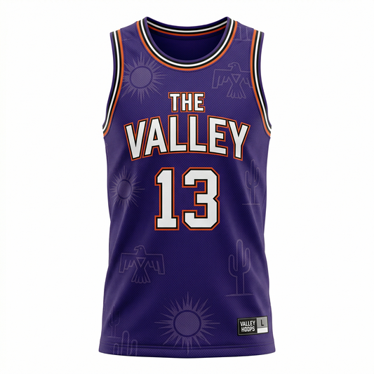 Valley Classic Basketball Jersey, Desert Sunburst Mesh Top, Unisex Sleeveless Vibe
