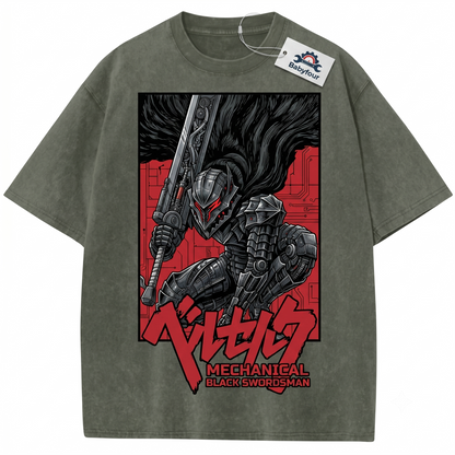 The Black Swordsman Vintage Graphic Tee - Goth Anime Manga Mercenary Shirt - Unisex T-Shirt