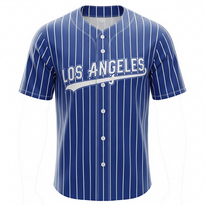 Los Angeles Baseball Heritage All-Over-Print Button-Up Jersey - Blue Crew Fan Gear Unisex
