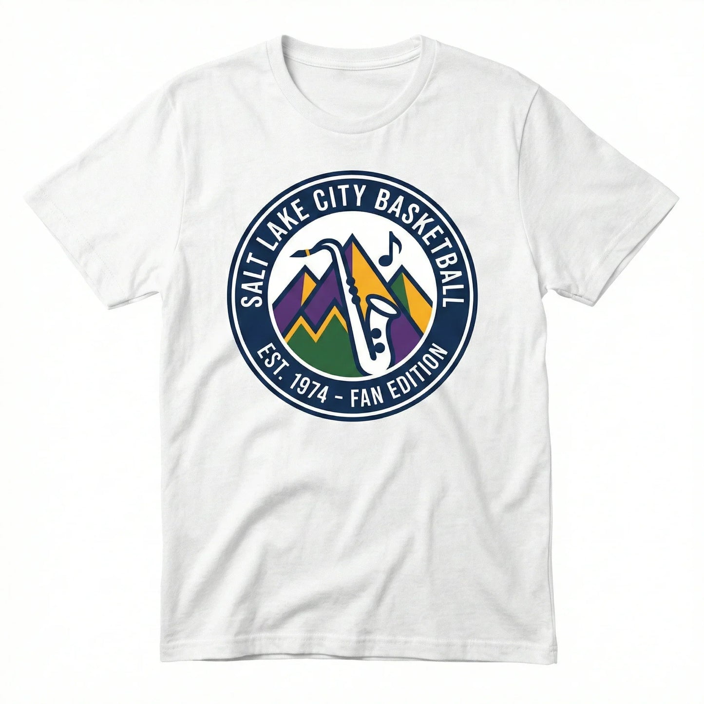 Salt Lake City Basketball Fan Gear - Classic Mountain & Note Emblem Design - T-Shirt, Hoodie, Sweatshirt, Tank, Long Sleeve