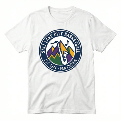 Salt Lake City Basketball Fan Gear - Classic Mountain & Note Emblem Design - T-Shirt, Hoodie, Sweatshirt, Tank, Long Sleeve
