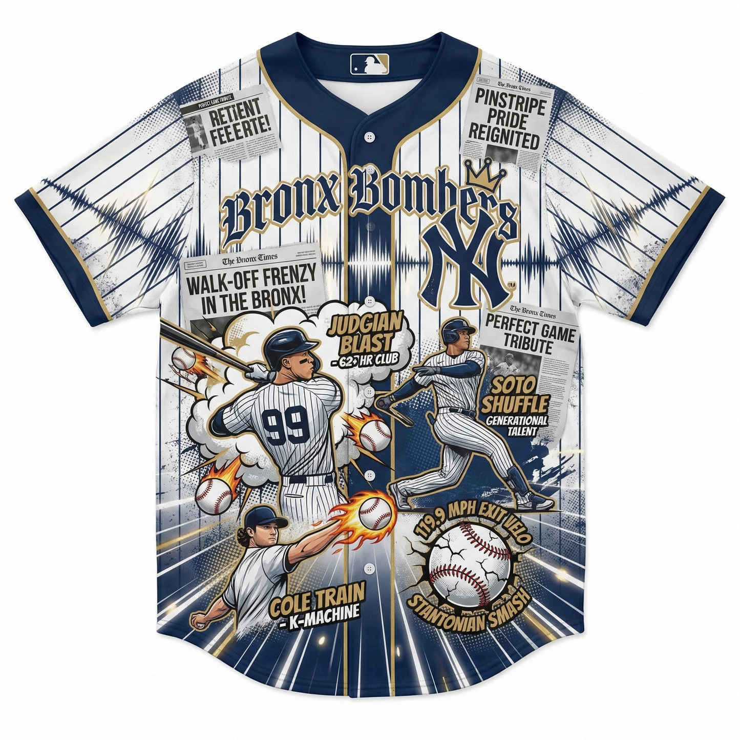 Premium Bronx Baseball Fan Jersey - Exclusive Pinstripe City All-Over Print Shirt