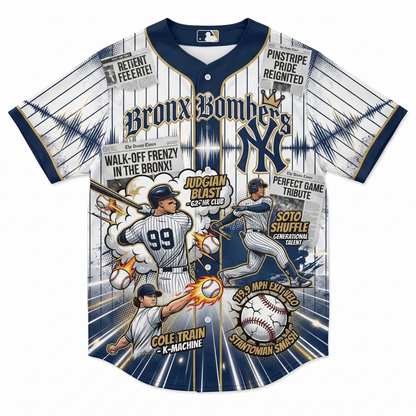 Premium Bronx Baseball Fan Jersey - Exclusive Pinstripe City All-Over Print Shirt
