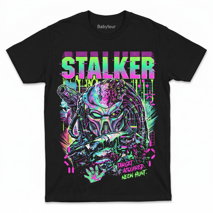 Intergalactic Hunter vs Extraterrestrial Beast Unisex Graphic T-Shirt - Sci-Fi Space Monster Battle Tee