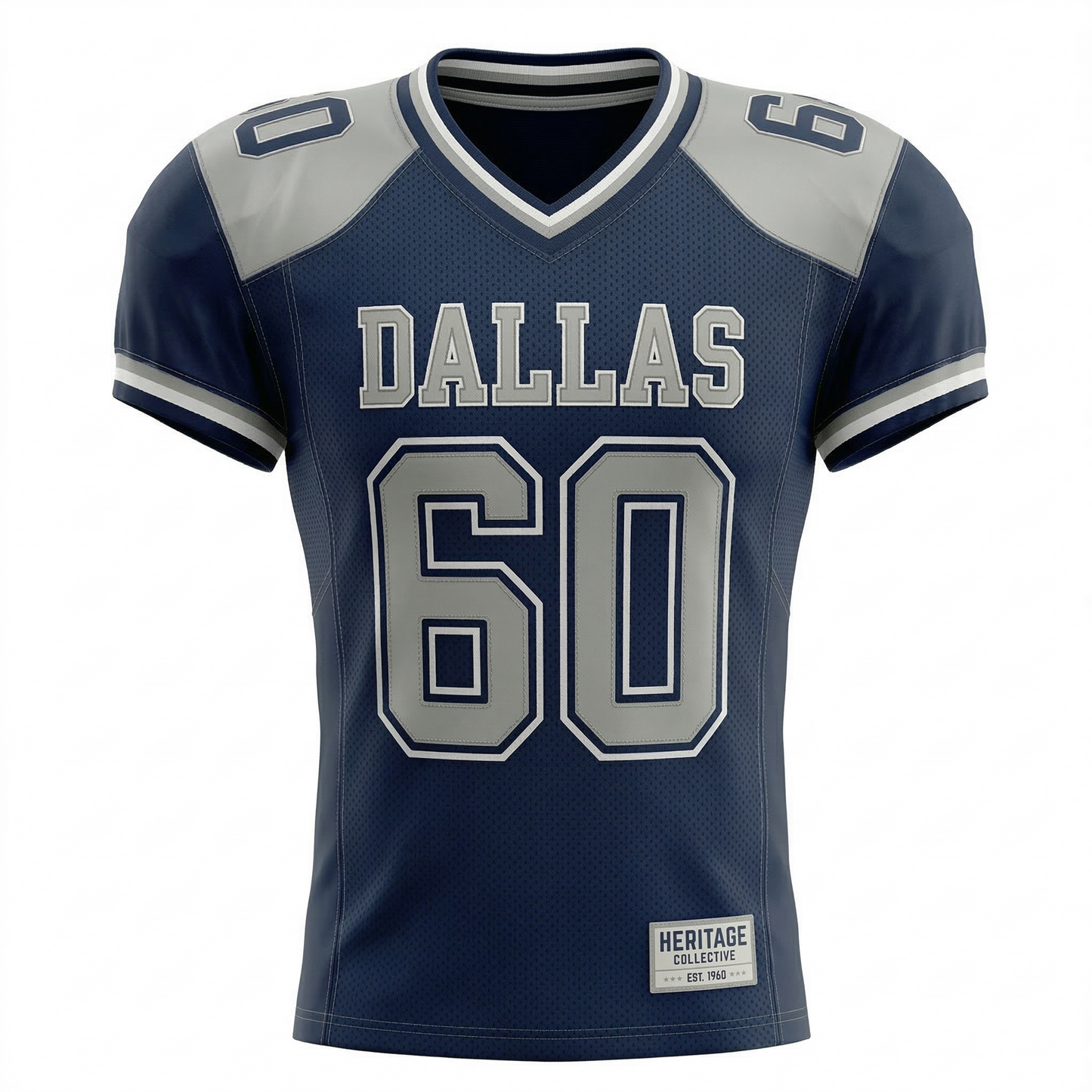 Dallas Pro Football Heritage Jersey - Classic Blue & Silver America's Team Inspired Fan Gear - Unisex American Football Mesh Jersey