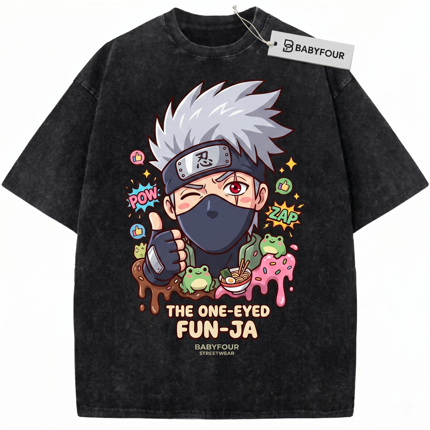 One-Eyed Ninja Copycat Graphic Acid Wash Heavyweight Tee Funny Ninja Gift Unisex T-shirt