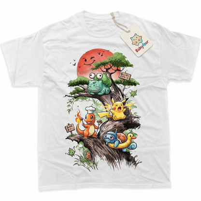 Retro Anime Monsters Graphic Tee - Cute Electric and Starter Pocket Creatures Vintage Style Apparel - Unisex T-shirt