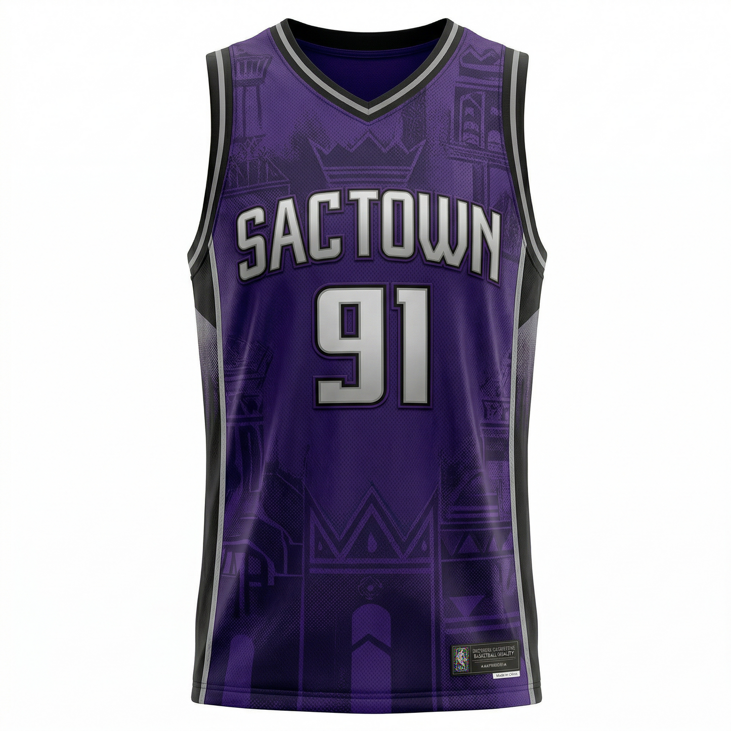 Unisex Sac Town Heritage Basketball Jersey AOP - Vintage Purple Hoops Apparel