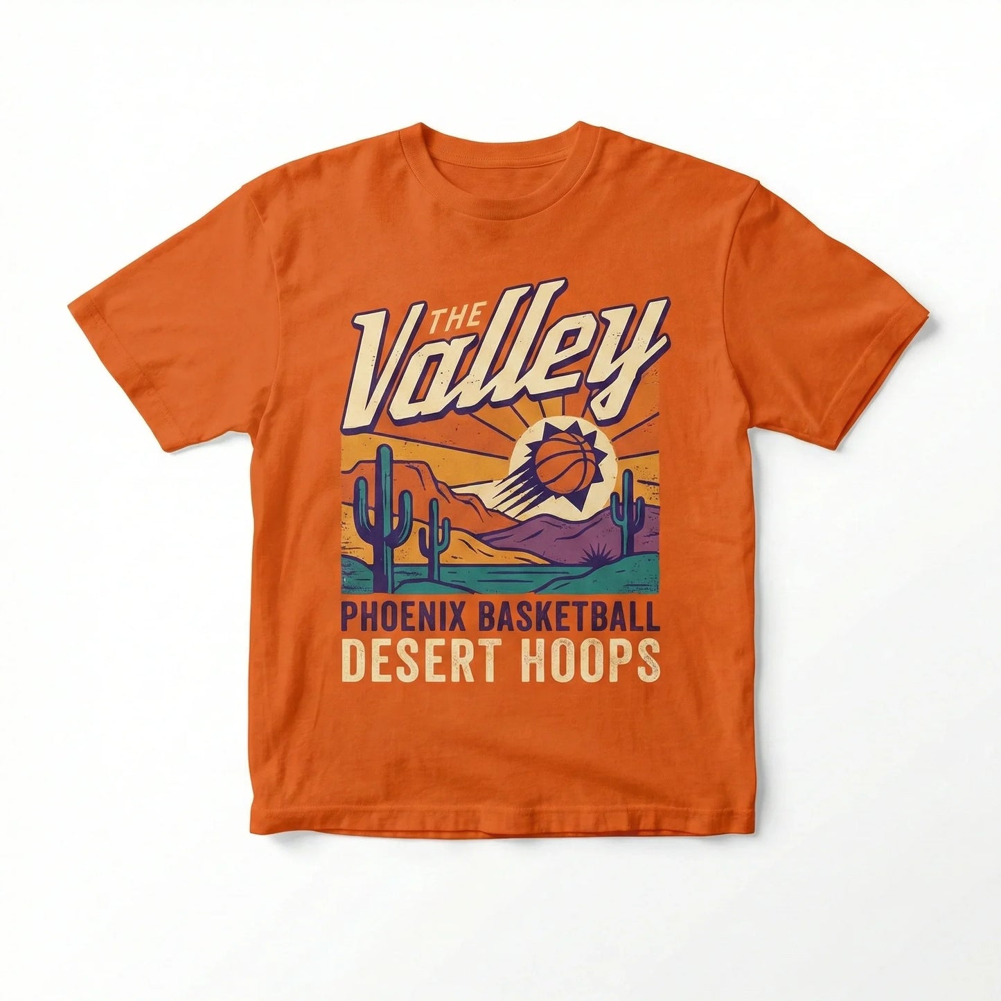 Vintage Phoenix Basketball The Valley Graphic T-Shirt - Desert Hoops Fan Apparel