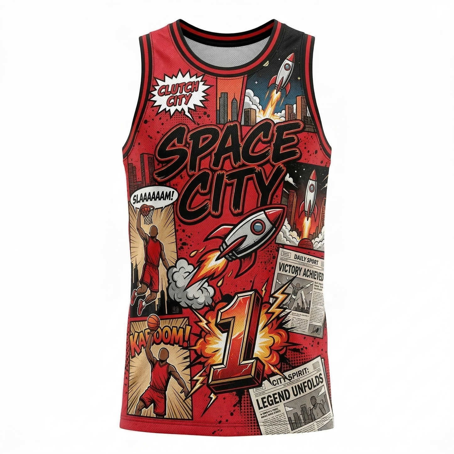 Clutch City Space Legend Basketball Jersey - Houston Retro Comic Book Style - Unisex Fan Apparel