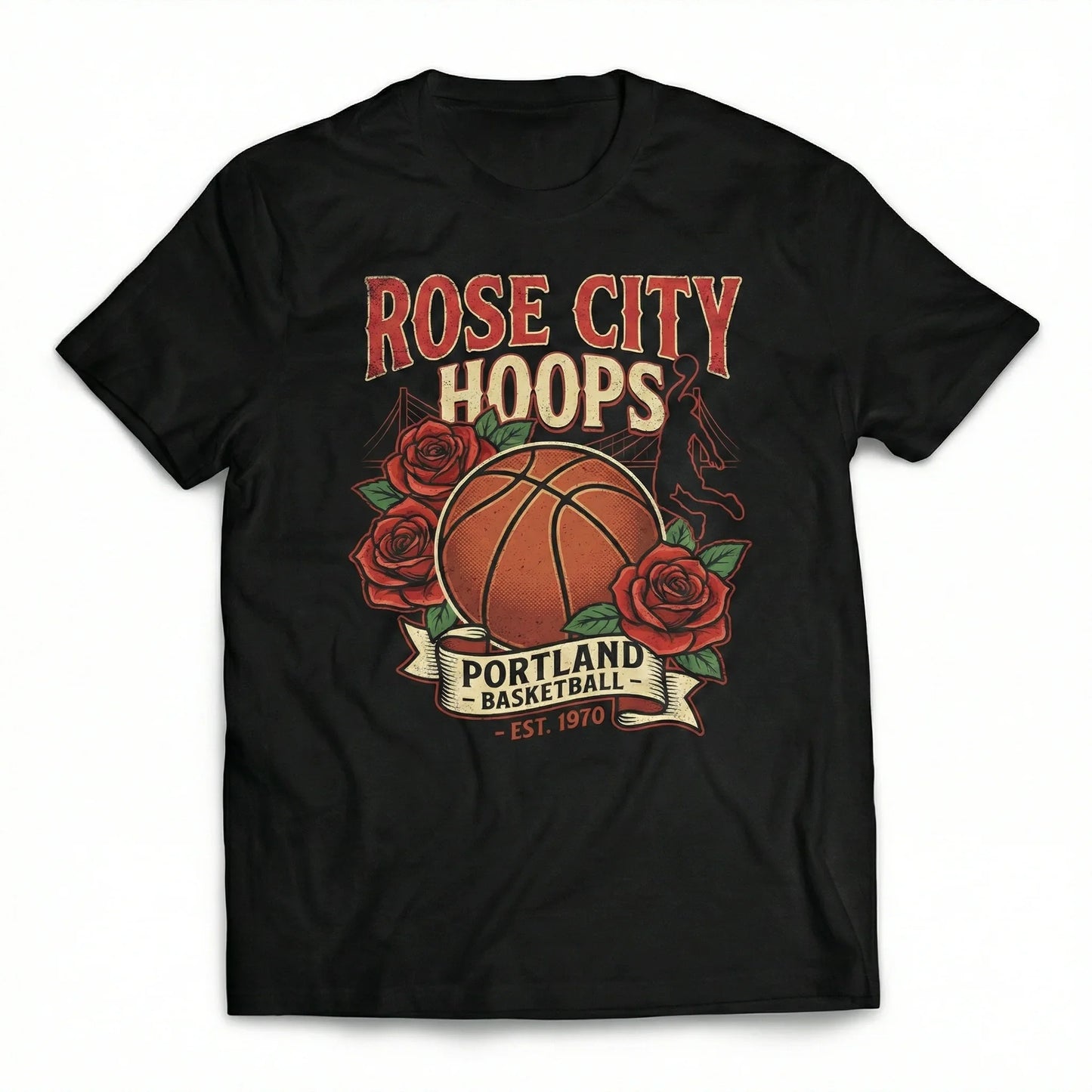 Retro Portland Basketball Rose City Fan Apparel | Vintage Hoops Graphic (T-Shirt, Tank Top, Hoodie)