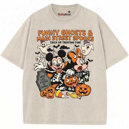 Vintage Retro Mouse Halloween Graphic Shirt - Spooky Cartoon Apparel Unisex T-shirt