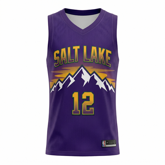 Salt Lake City Retro Mountain Performance Basketball Jersey - Unisex Heritage Hype