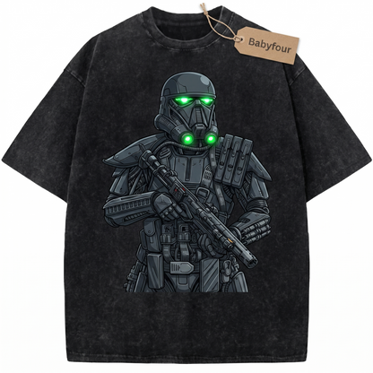 Vintage Dark Galactic Soldier T-Shirt, Retro Sci-Fi Space Armor Graphic Tee, Unisex