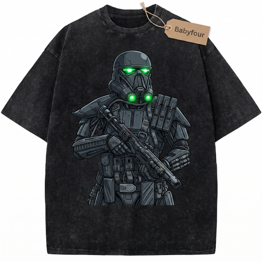 Vintage Dark Galactic Soldier T-Shirt, Retro Sci-Fi Space Armor Graphic Tee, Unisex