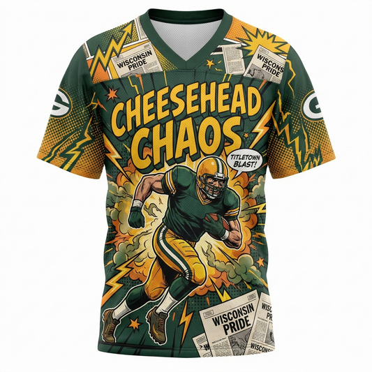 Football Jersey - 90s Comic Style "Titletown Gridiron" Graphic Tee - Ultimate Fan Apparel