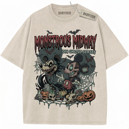 Vintage Retro Mouse Halloween Graphic Shirt - Spooky Cartoon Apparel Unisex T-shirt