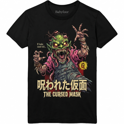 Vintage 90s Kids Horror Novel Spooky Haunted Mask Graphic Tee - Retro Creepy Halloween Costume Apparel - Unisex T-shirt