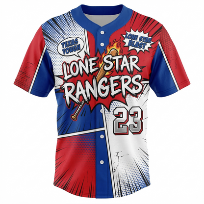 Arlington Lone Star Heritage Baseball Jersey Unisex - 90s Bootleg Comic Graphic All-Over Print