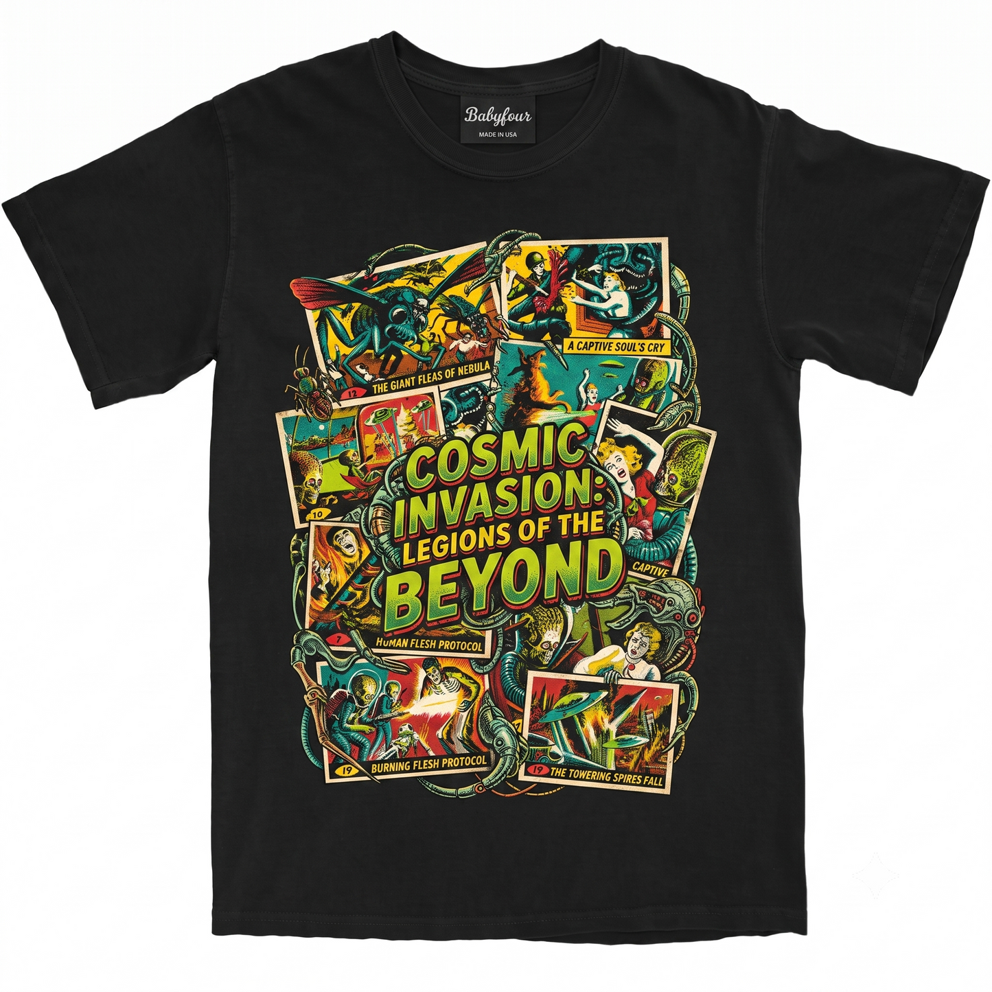 Retro Sci-Fi Alien Invasion Graphic Tee - Vintage 90s Trading Card Mars Attack Inspired Unisex T-Shirt