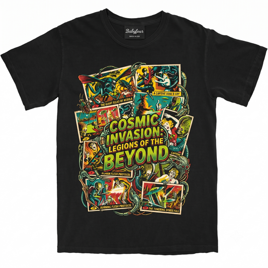 Retro Sci-Fi Alien Invasion Graphic Tee - Vintage 90s Trading Card Mars Attack Inspired Unisex T-Shirt