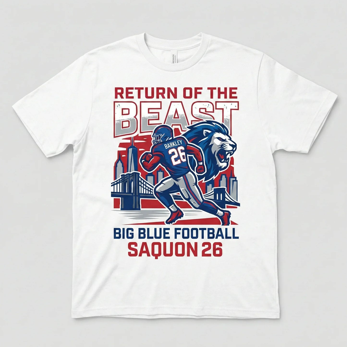 Big Blue Beast Mode T-Shirt | New York Giants Fan Gear Saquon Barkley Return