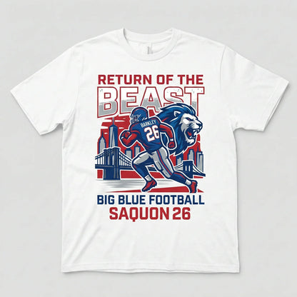 Big Blue Beast Mode T-Shirt | New York Giants Fan Gear Saquon Barkley Return