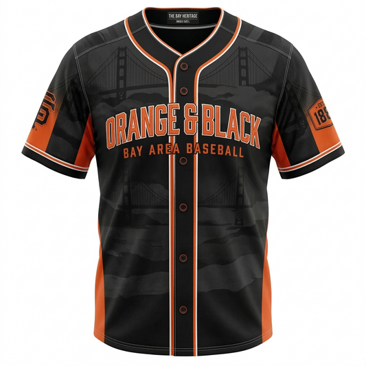 San Francisco Baseball Inspired Heritage Jersey - Orange and Black AOP Unisex Shirt