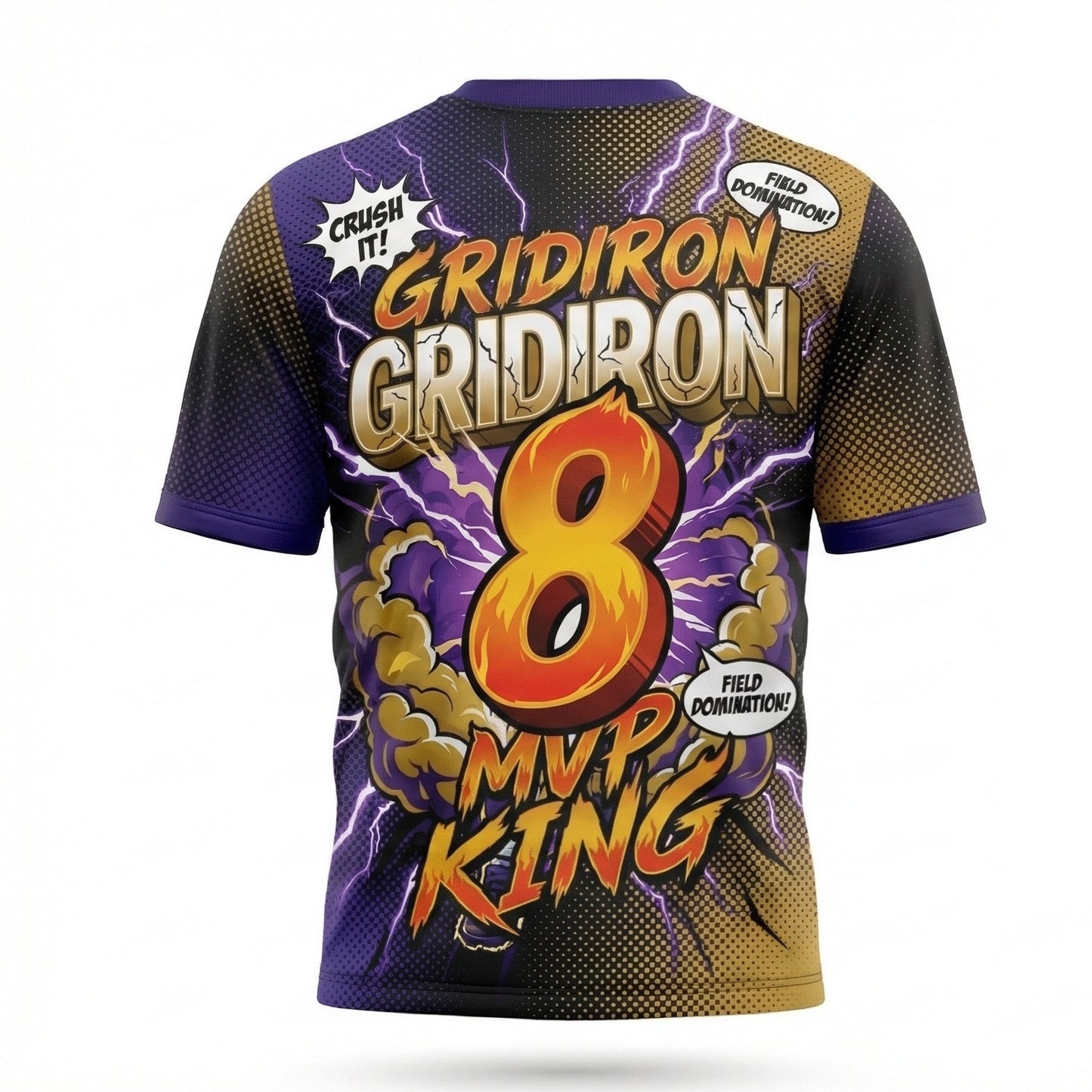 Men's Baltimore Football Comic Art Jersey - Purple Flock Gridiron MVP Graphic Shirt, 90s Bootleg Style Tailgate Top
