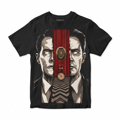 Mysterious Red Room Retro Graphic Tee - Vintage Detective Chevron Floor Cult TV Series Unisex T-shirt