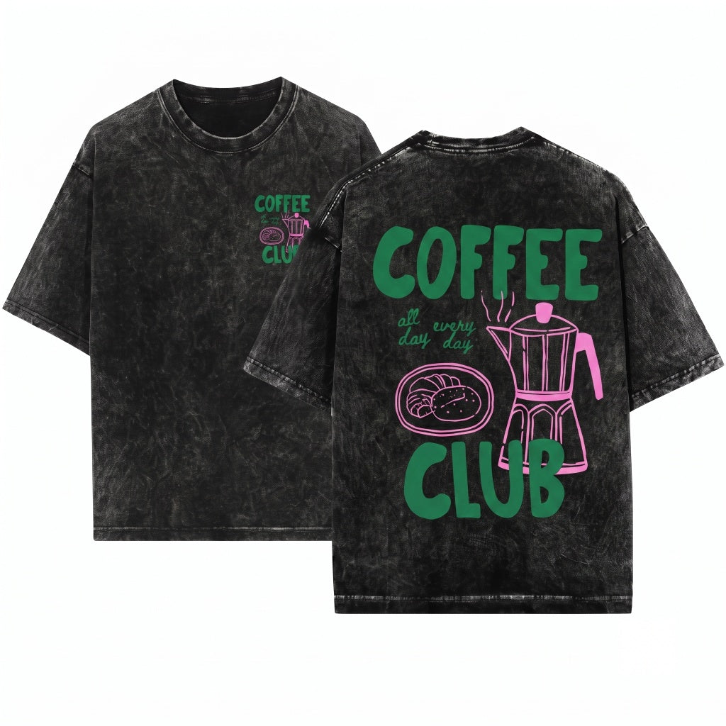 Retro Coffee Club Lover Aesthetic Foodie Trendy Gift Unisex Wash T-Shirt