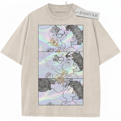 Retro Anime Magic Fish Girl Vintage Graphic Tee - Aesthetic Cute Goldfish Princess Unisex T-Shirt