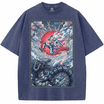 Anime Pirate Captain vs Dragon Emperor Vintage Graphic Tee - Retro Manga Graphic Unisex T-Shirt
