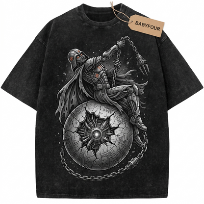 Funny Dark Lord Wrecking Space Station Parody Unisex T-Shirt - Vintage Retro Sci-Fi Galaxy Movie Graphic Tee