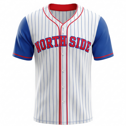 Unisex Chicago Baseball Pinstripe Button-Up Jersey - North Side Heritage Edition