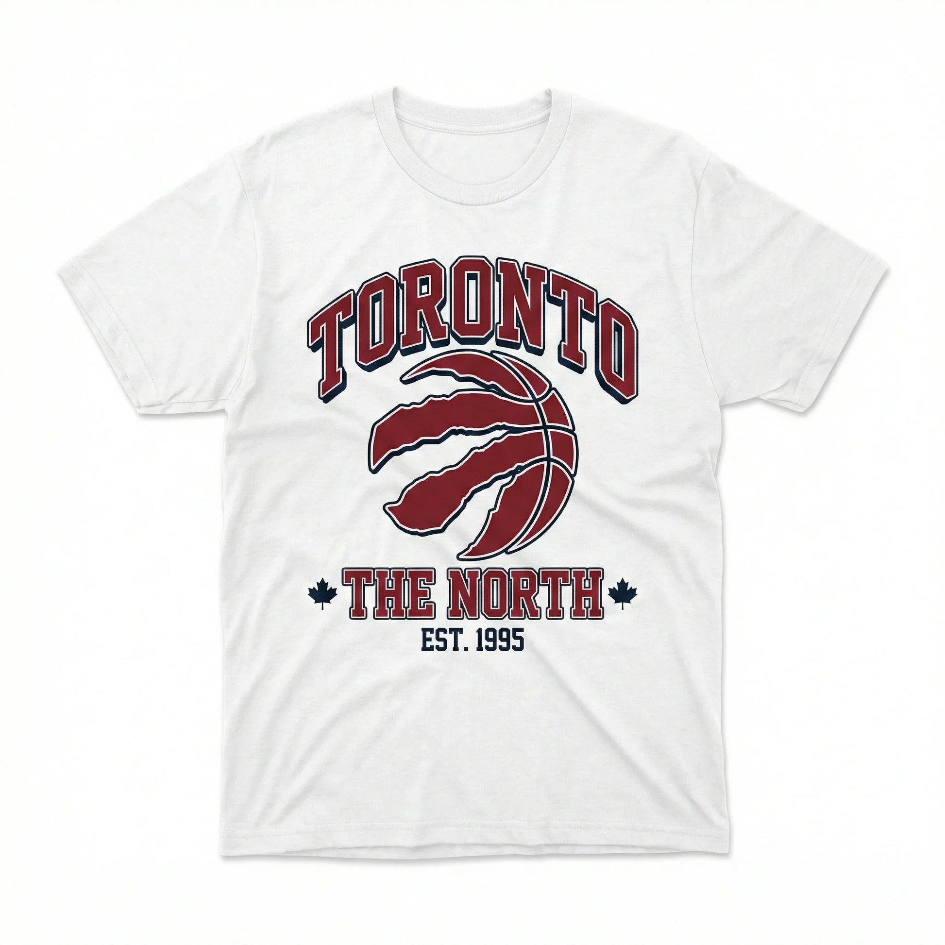 White Toronto The North t-shirt with red basketball claw logo and maple leaf design