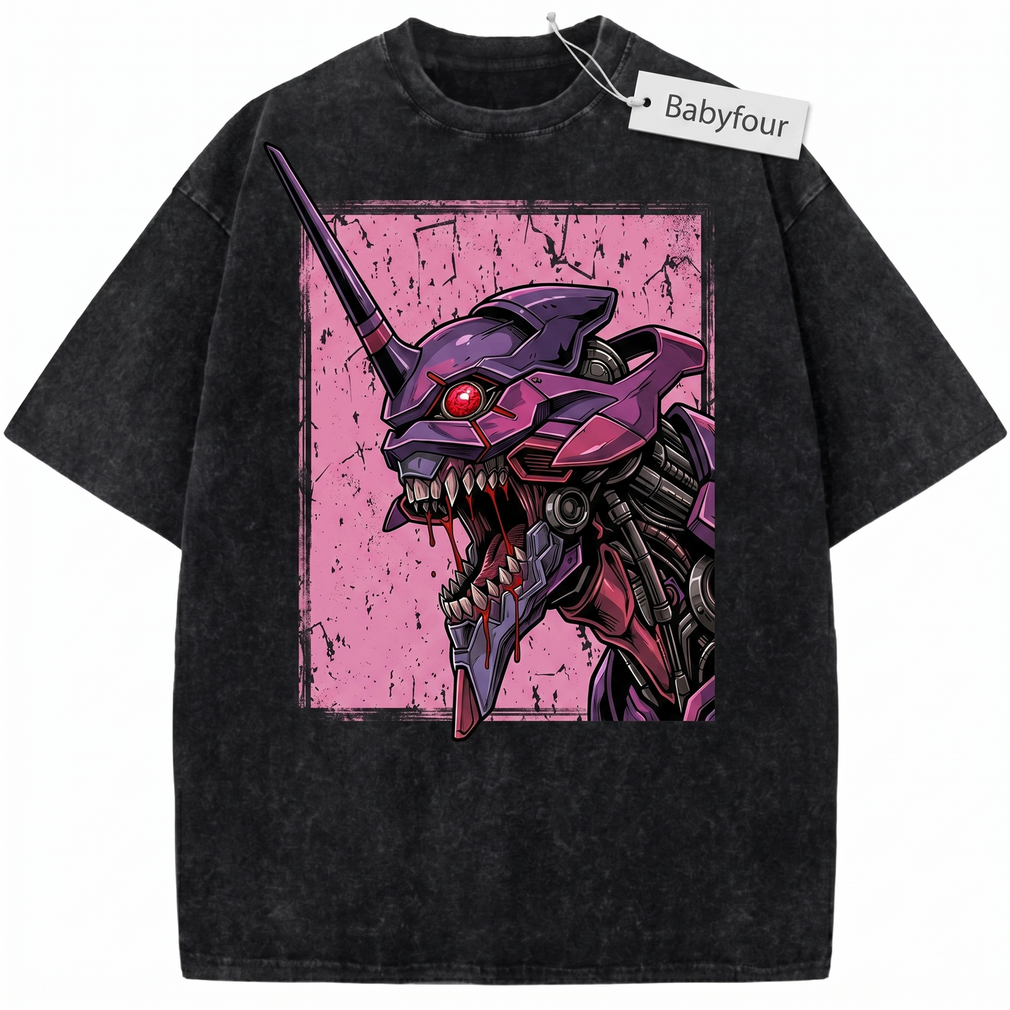 Purple Bio-Mechanical Cyborg Monster Graphic Clothing - Japanese Manga Cyberpunk Streetwear Unisex Tshirt