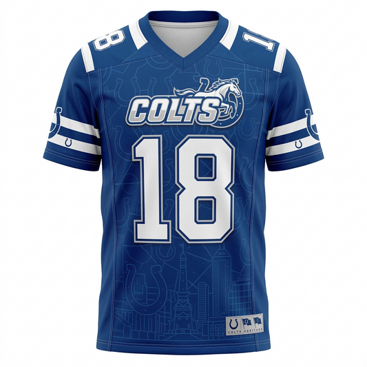 Indianapolis Classic Blue & White American Football Heritage Jersey - Unisex AOP Performance Mesh Fan Gear