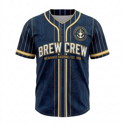 Milwaukee Baseball Fan Apparel - Brew Crew Team Heritage Jersey - Professional Clean Design (Unisex)