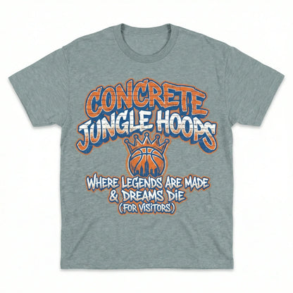 NYC Basketball Attitude Collection | "Concrete Jungle Hoops" Slogan Fan Gear T-Shirt & Hoodie