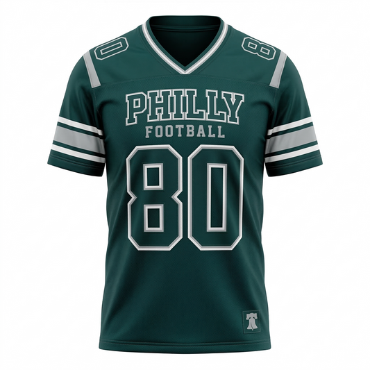 Philadelphia Football Pride Spirit - Midnight Green & Silver Athletic Fan Jersey - Unisex Short Sleeve Top (Custom Style)
