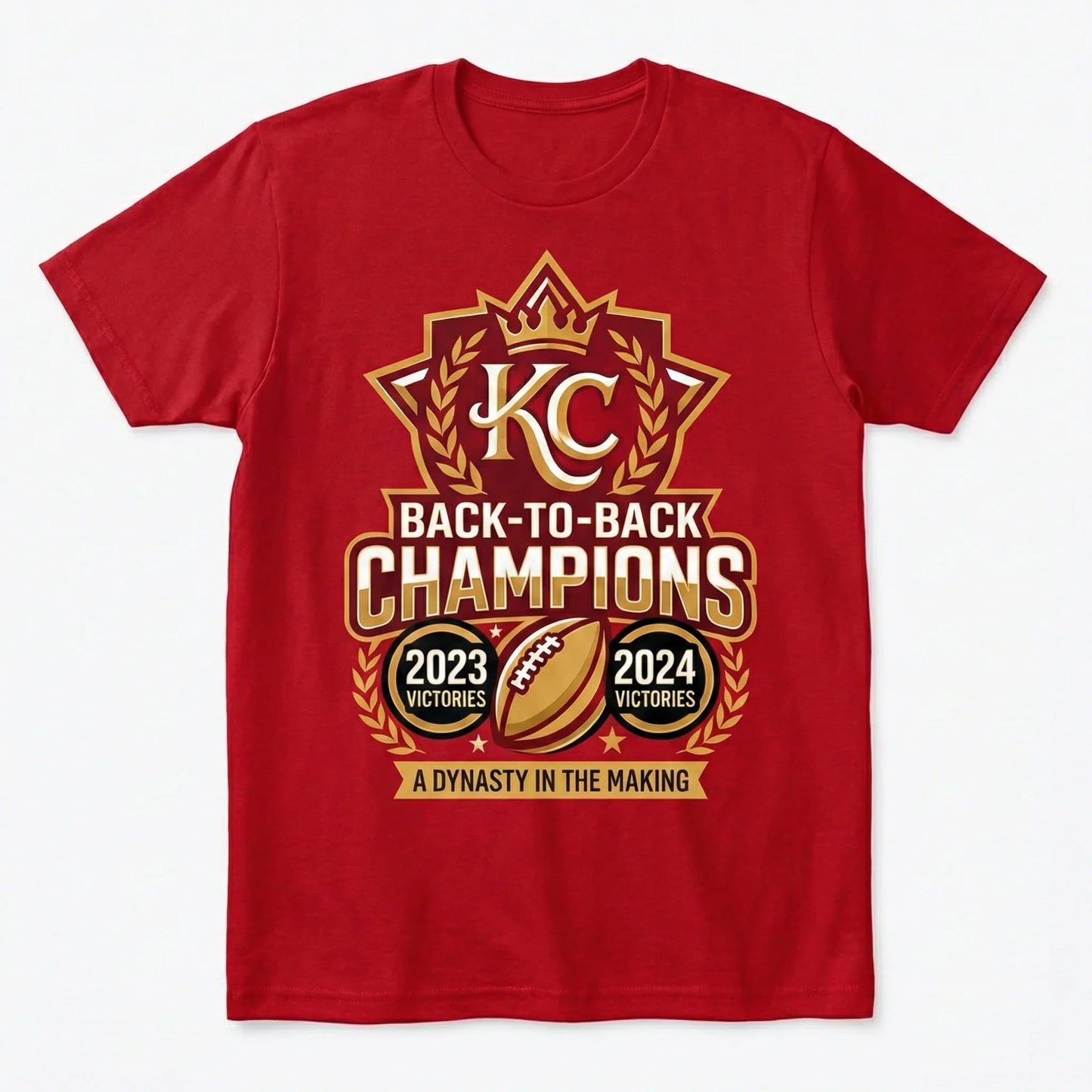 KC Football Fans Crimson Tee - Victory Dynasty Series T-Shirt, Sweatshirt & Hoodie (Back-to-Back Champs)