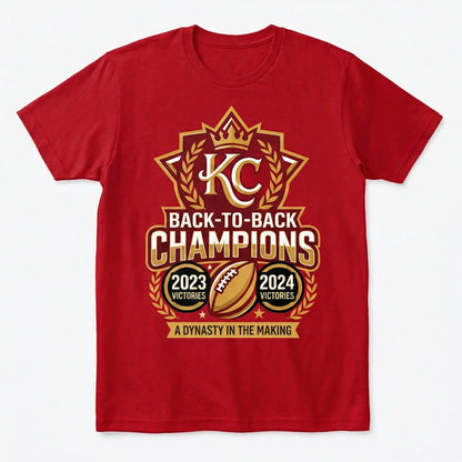 KC Football Fans Crimson Tee - Victory Dynasty Series T-Shirt, Sweatshirt & Hoodie (Back-to-Back Champs)
