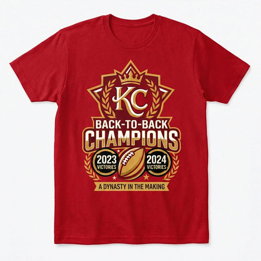 KC Football Fans Crimson Tee - Victory Dynasty Series T-Shirt, Sweatshirt & Hoodie (Back-to-Back Champs)