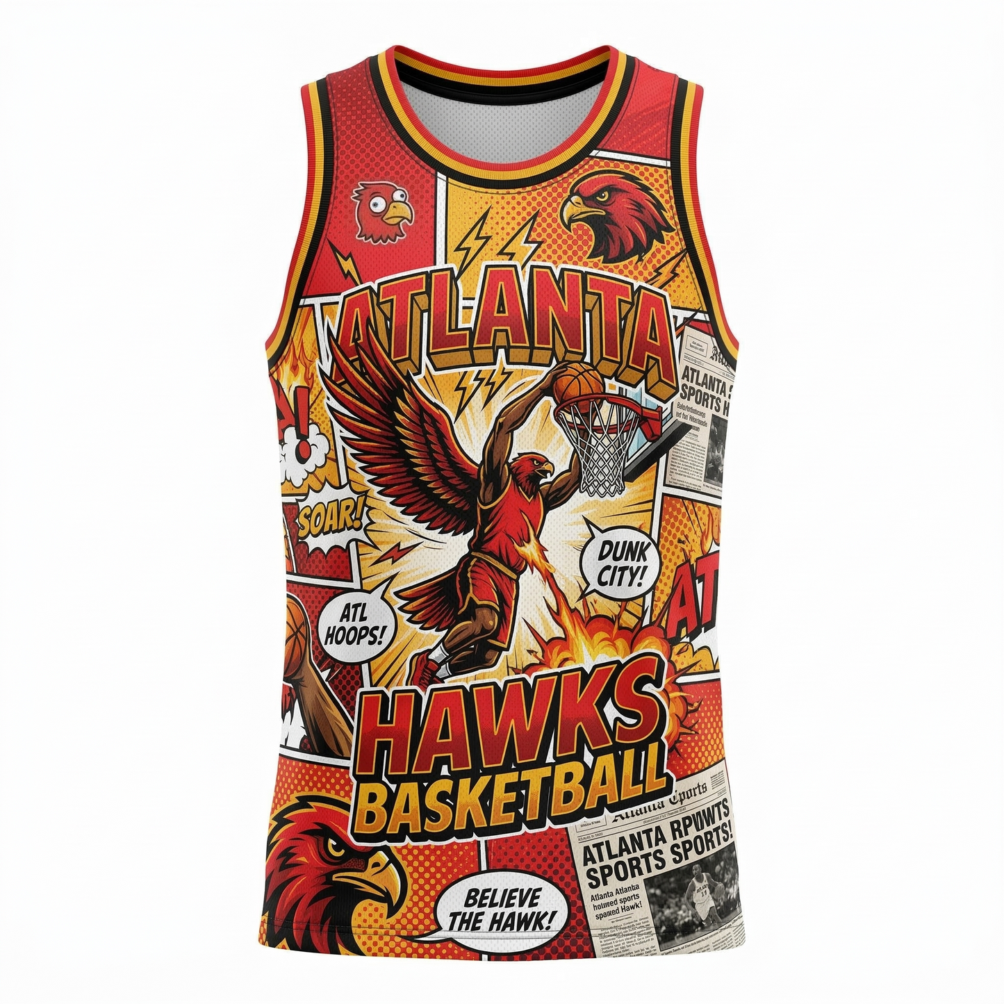 Atlanta Basketball Heritage All-Over-Print Fan Jersey - dynamic Comic Book Style - Unisex
