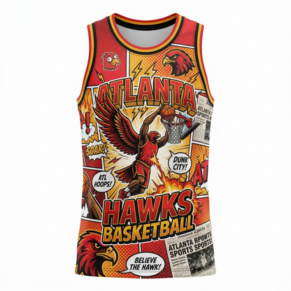 Atlanta Basketball Heritage All-Over-Print Fan Jersey - dynamic Comic Book Style - Unisex