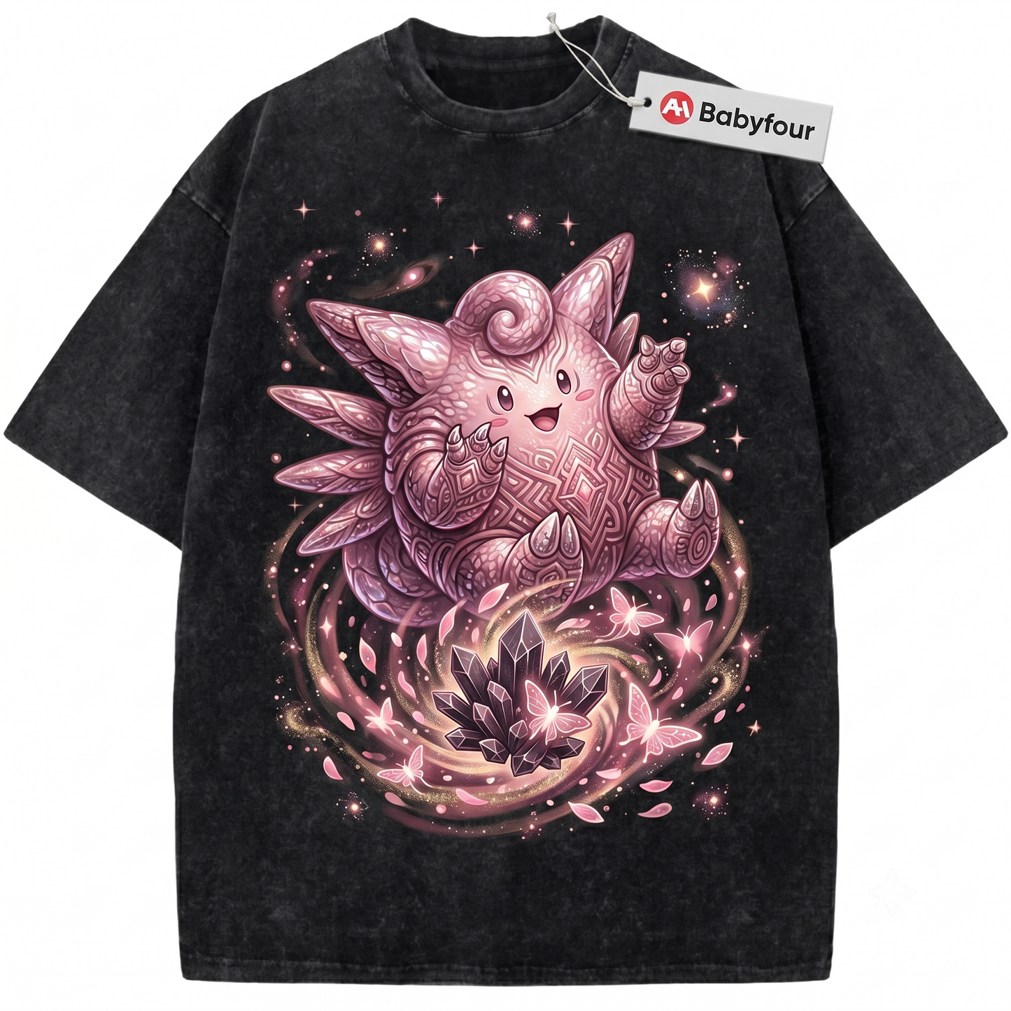 Fairy Star Universe Evolution Vintage Graphic Tee - Clefable & Cleffa Inspired Unisex T-shirt